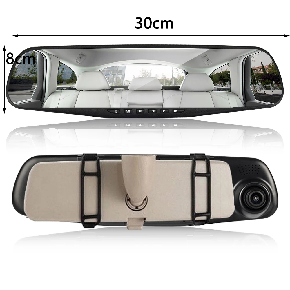  Car DVR Camera White Screen 4.3 Inch Car Rearview Mirror Auto DVRs Dual Lens Recorder Video Registr