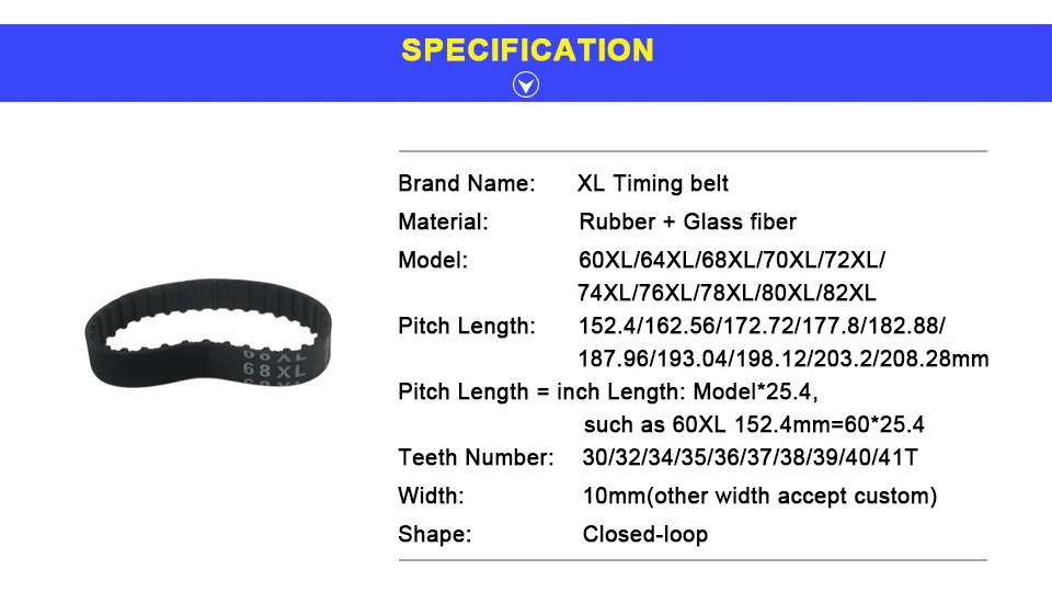 LUPULLEY XL зубчатый ремень 60XL/64XL/68XL/70XL/72XL/74XL/76XL Тип 5,08 мм Шаг 10 мм ширина черный резиновый замкнутый контур