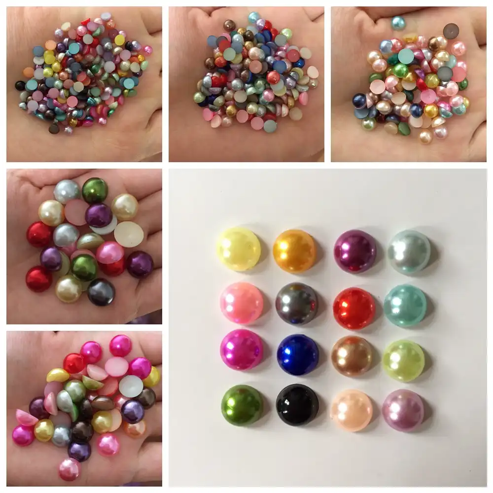 New 300pcs 8mm half Random heart beads Flatback stone Wedding Embellishment DIY