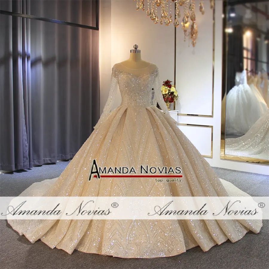 Vestidos de novia Сверкающее бисерное кружевное свадебное платье