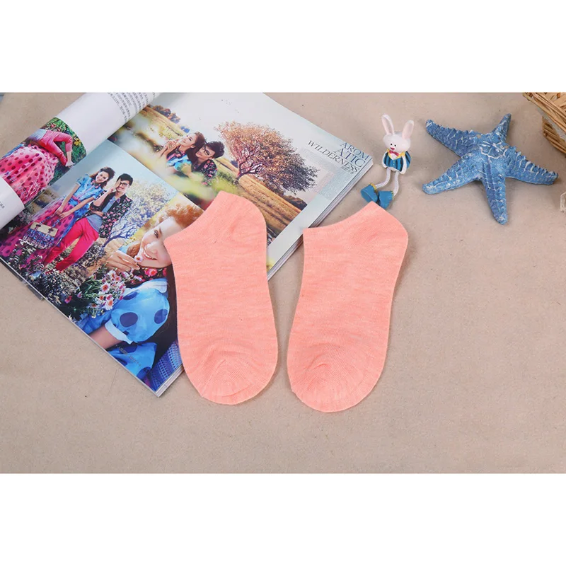 5 пар носков карамельного цвета для женщин; женские невидимые низкие носки из чистого хлопка; тапочки; Хлопок; мелкая measia 9z-wz011 - Цвет: Оранжевый