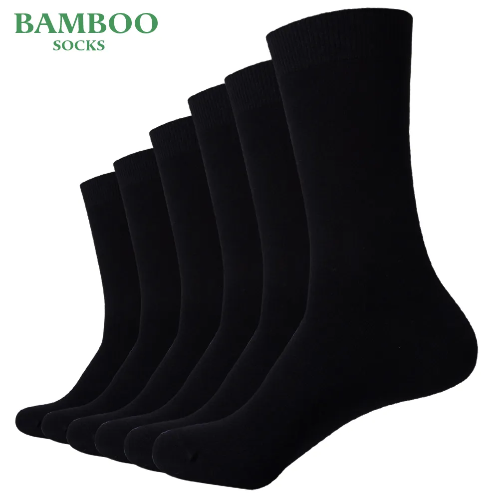 Match-Up  Men Bamboo Black Socks Breathable Business Dress Socks (6 Pairs/Lot) 10 pairs lot men s cotton socks 2021 new styles men socks black business breathable spring summer for male size 38 45