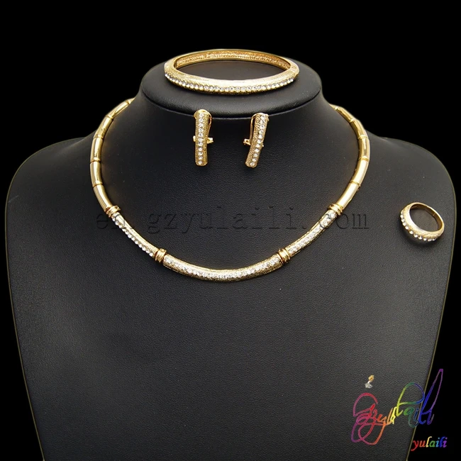 

China Supplier Wholesale bridal jewelry set 18 carat gold color jewelry sets italian