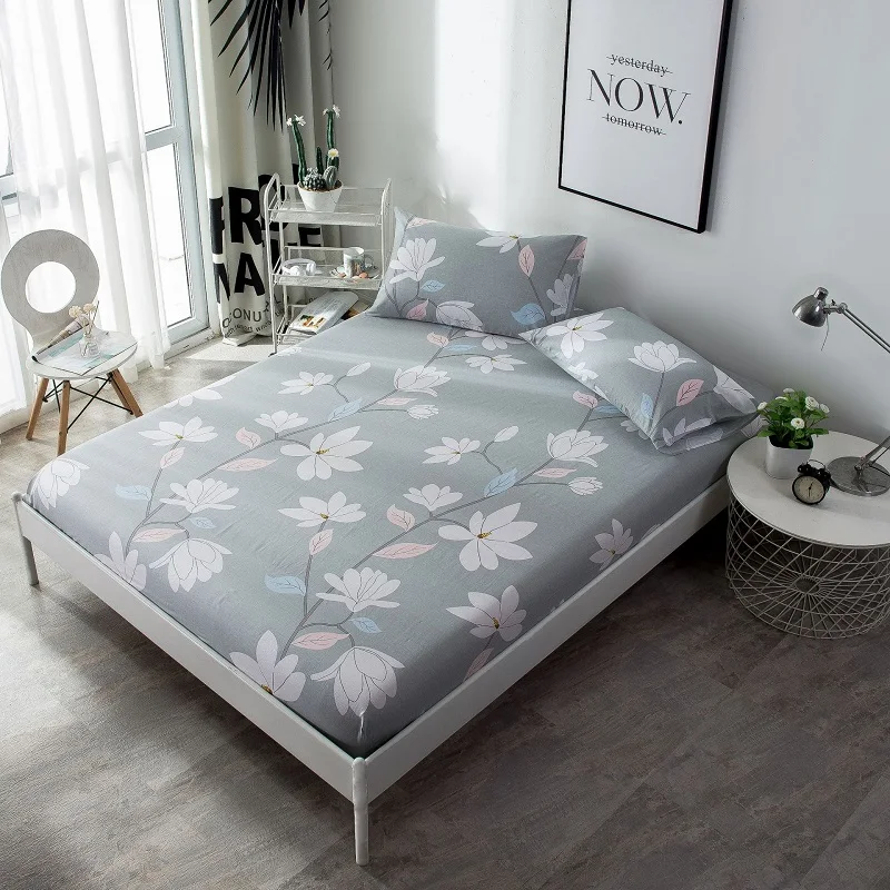 

Drop Ship Fitted Sheet 100% Cotton Mattress Cover Protector Bedding Linens Bed Sheets With Elastic Band sabanas Home Textiles