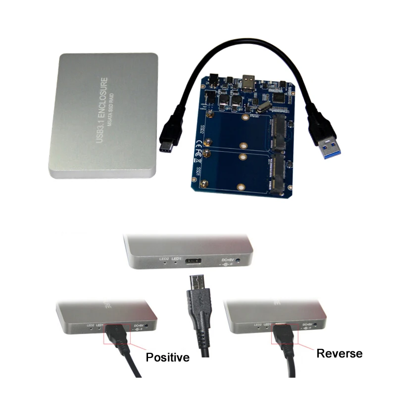 USB-C TYPE-C USB3.1 на 2 порта MSATA SSD Raid 0 1 PM HDD корпус адаптер 3030 3050 жесткий диск коробка внешний бокс 800MB