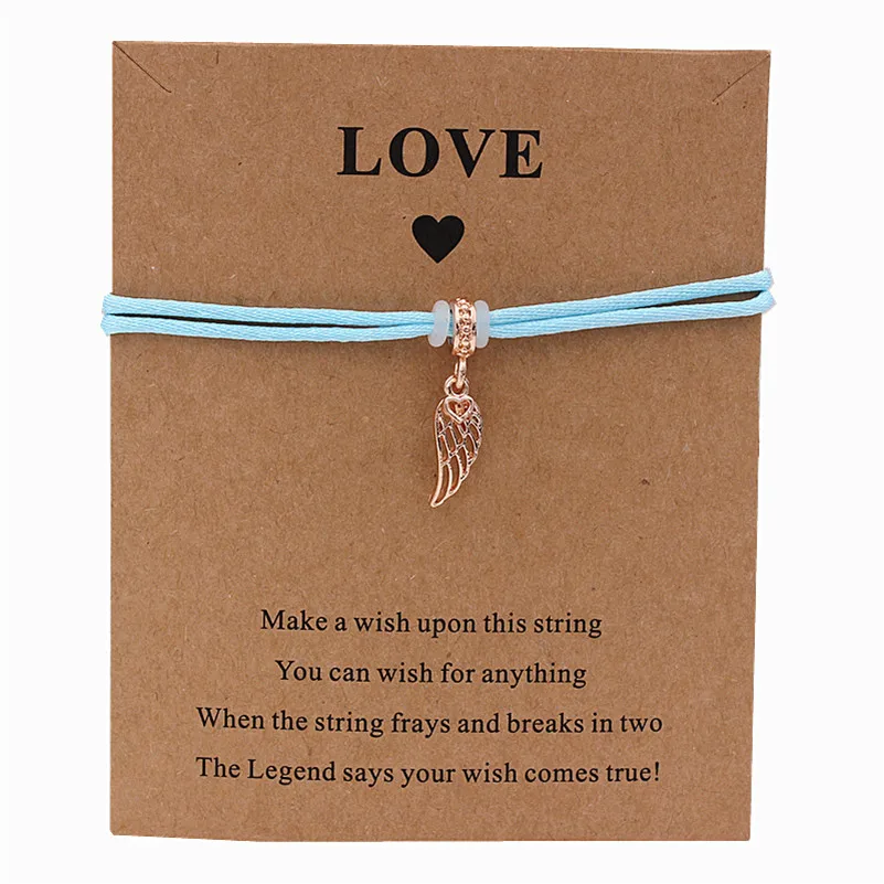 Сделано с подвеска крыло браслет счастливый многоцветный веревочный Wish браслеты для влюбленных женщин украшения на день рождения, свадьбу подарок на удачу