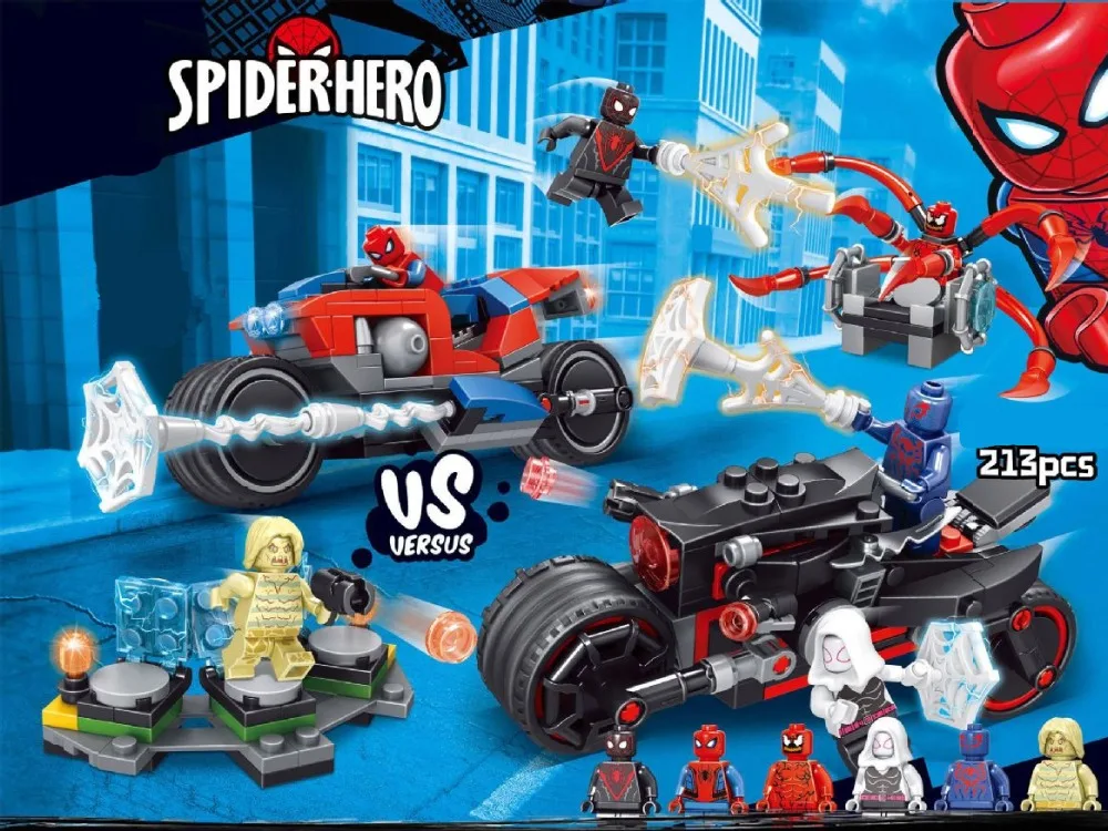 

2Pcs Marvel Avengers Endgame Super Heroes Spiderman Venom Sand Man Figures Building Blocks Bricks Kids Toys Compatible With Lego