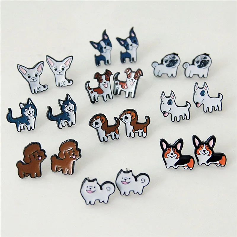 

Daisies One Pair Boho Bull Terrier Bome Puppy Dog Stud Earrings for Women Fashion Statement Animal Shape Jewelry