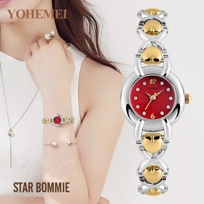 

YOHEMEI Brand Women Watches Alloy Crystal Wristwatches Women Dress Watches Gift Women Gold Fashion Luxury Quartz Watch 4 color
