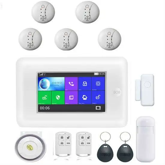 

433MHz All Touch color Screen Wireless WIFI 3G GSm SOS RFID card Smart Home Security Monitor Burglar Alarm System Kits