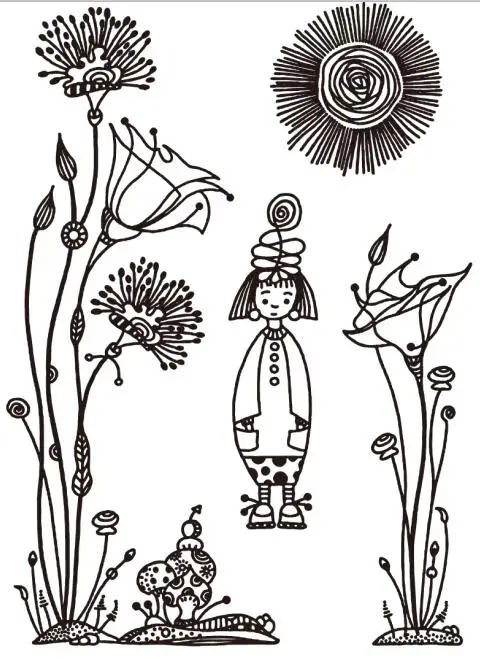 

Flower and Girl Transparent Clear Silicone Stamp/Seal for DIY scrapbooking/photo album Decorative clear stamp A1434