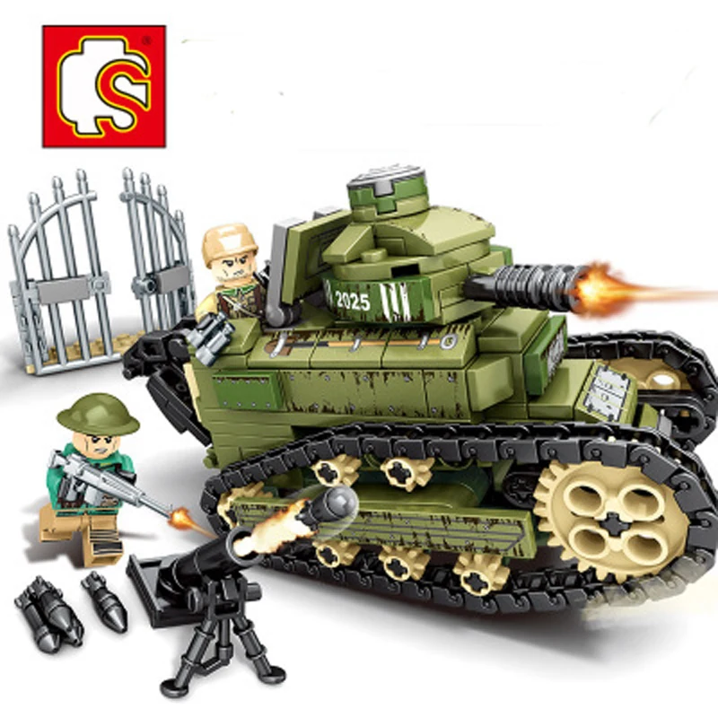 Новая серия senbo steel empire 101269 Renault ft 17 Танк мальчик положить мелкие частицы