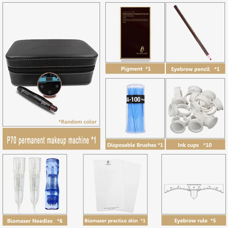 

New Biomaser Professional Permanent Make Up Tattoo Machine Pen For Eyebrows Lips Microblading Makeup DIY Kit With Tattoo Needle