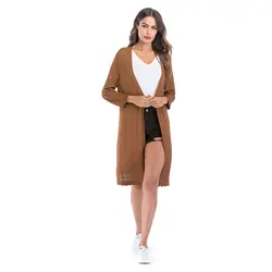 2018 осень кардиган Женская одежда мягкие и удобные пальто трикотажные v-образным вырезом длинный женский кардиган свитер Харадзюку куртка