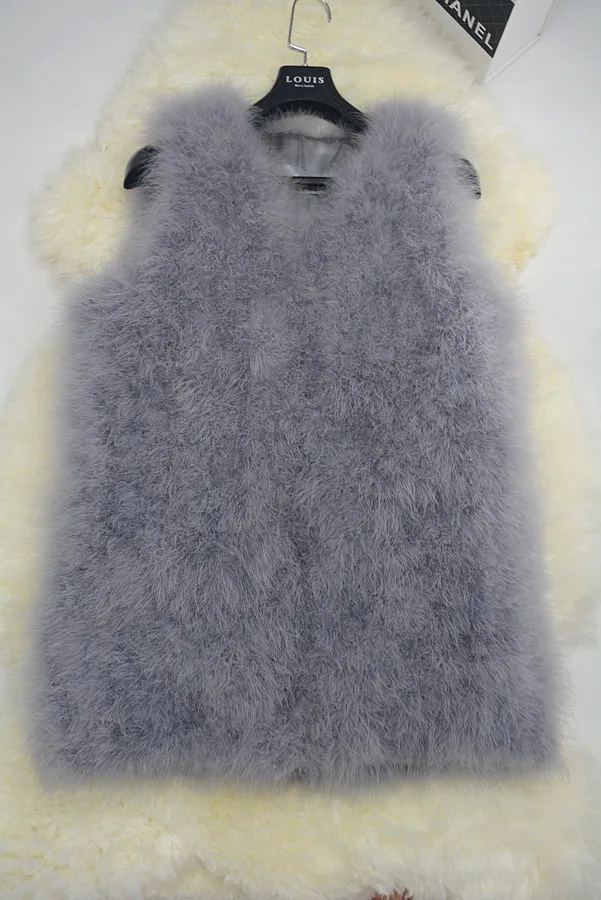 Jancoco Max S1007 натуральный мех жилет или из натуральной кожи страуса/Турция с искусственным мехом; длинное платье-майка для девочек, Новинки для женщин модная куртка - Цвет: Light grey
