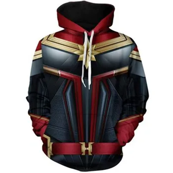 

xxxxxl xxxl Movie Cosplay Captain Marvel Women Ladies Cropped Hoodie 3D Print Hoodies for Girls Zipper Jackets Top Coat Costume
