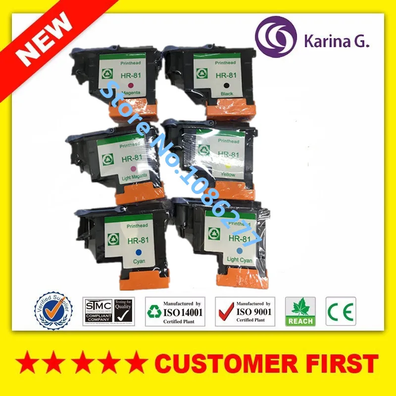 

6PCS Remanufactured print head Replacement For HP81 C4950A-C4955A for Designjet 5000 5500 5500ps