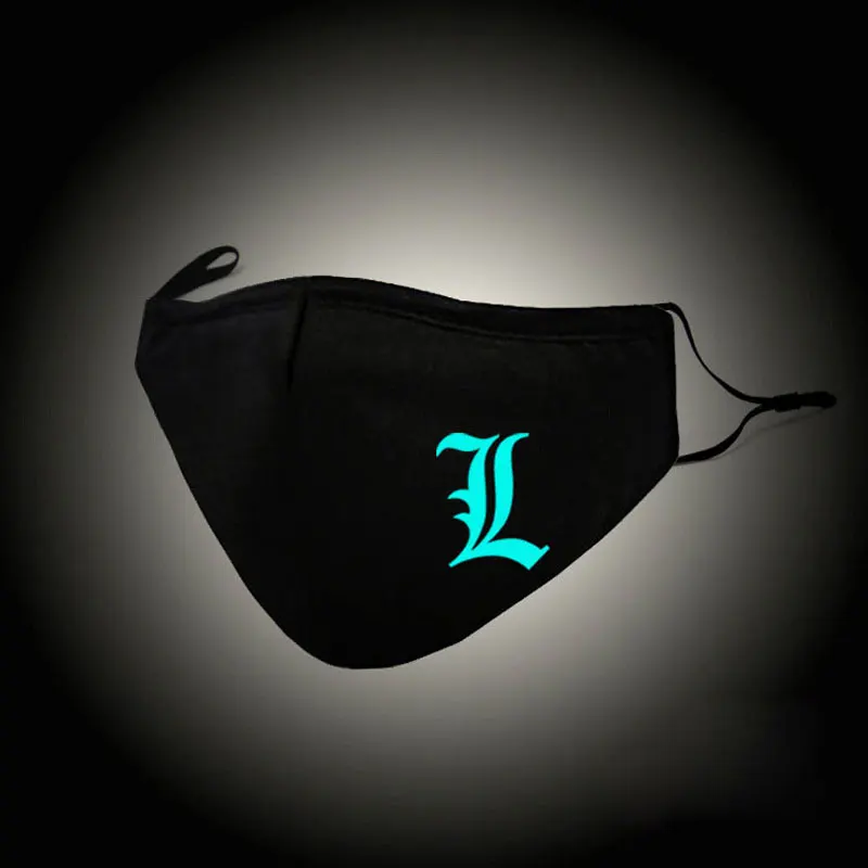 Светящиеся в темноте модные унисекс рот маска Death Note Косплэй марлей, маска для лица анти PM2.5 пылевой фильтр муфельные клапанного респиратор