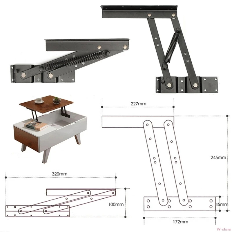2018 1 par ascensor arriba de la mesa de café de elevación de mecanismo de bisagra de resorte de primavera Hardware W-tienda Oct16_E