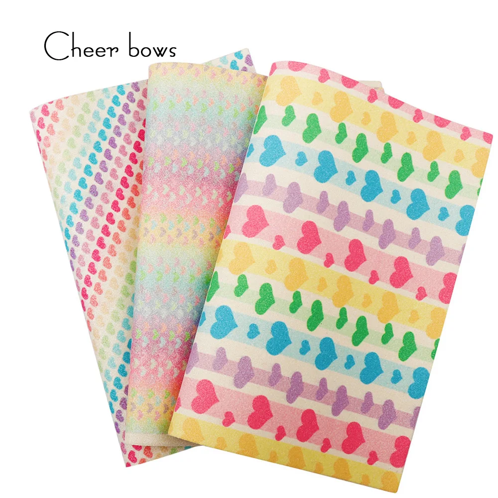 

22*30CM Faux Scrub Leather Fabric Synthetic Leather Love Heart Pattern Festival Decor DIY Craft Sewing Accessories
