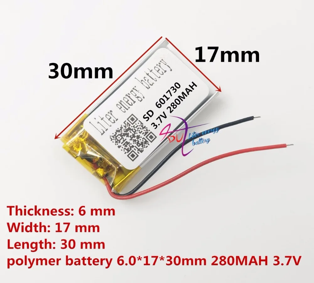 Лучшая батарея бренд 3,7 V литий-полимерная 061730 601730 MP3 Беспроводная мышь Bluetooth стерео 280mAH