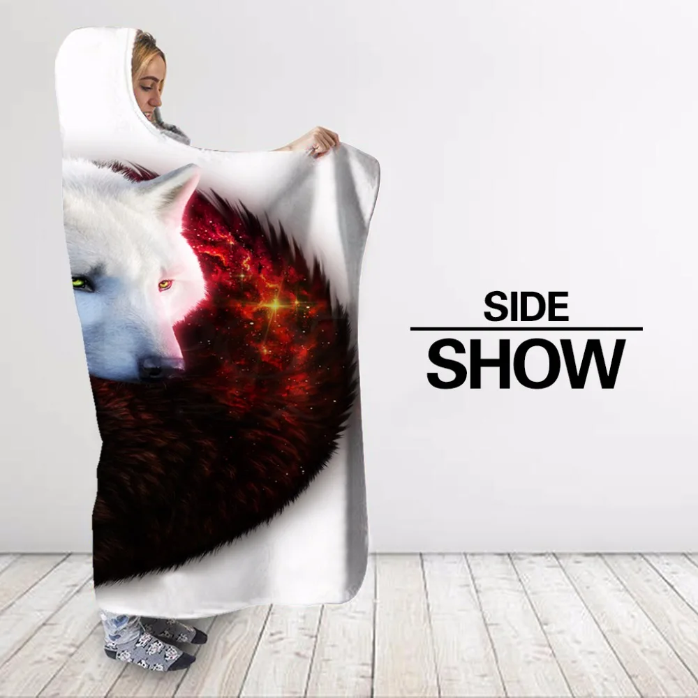 Hug Wolves 3D плюшевый, с принтом капюшон Стираемое одеяло для взрослых детская софа одеяло носимое Флисовое одеяло DIY одеяло домашний офис Новинка