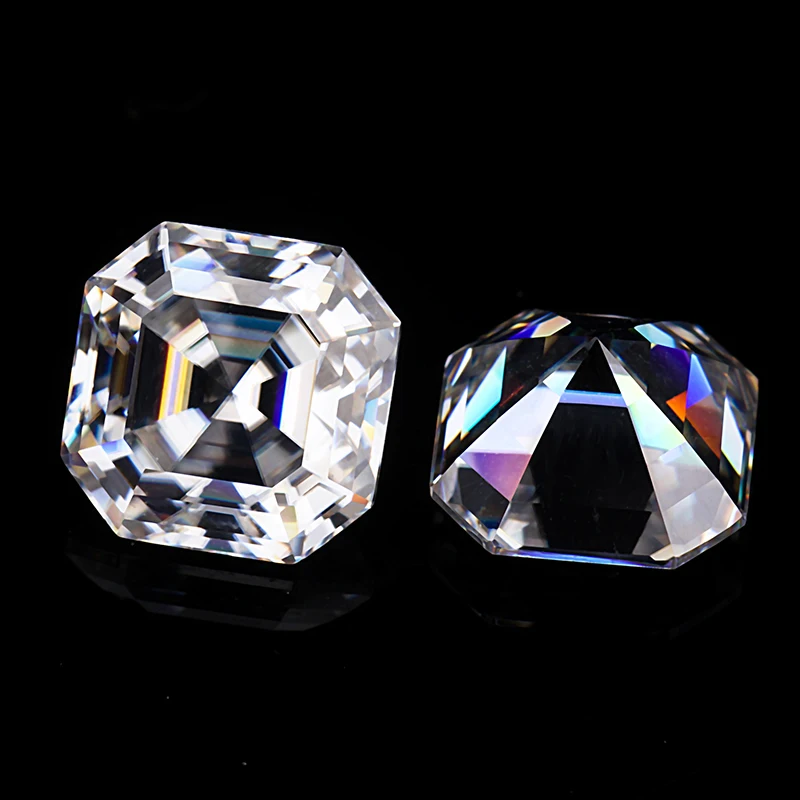 Asscher Cut 4x4 мм цвет GH Moissanite камень для изготовления ювелирных изделий 2 шт.|Стразы и