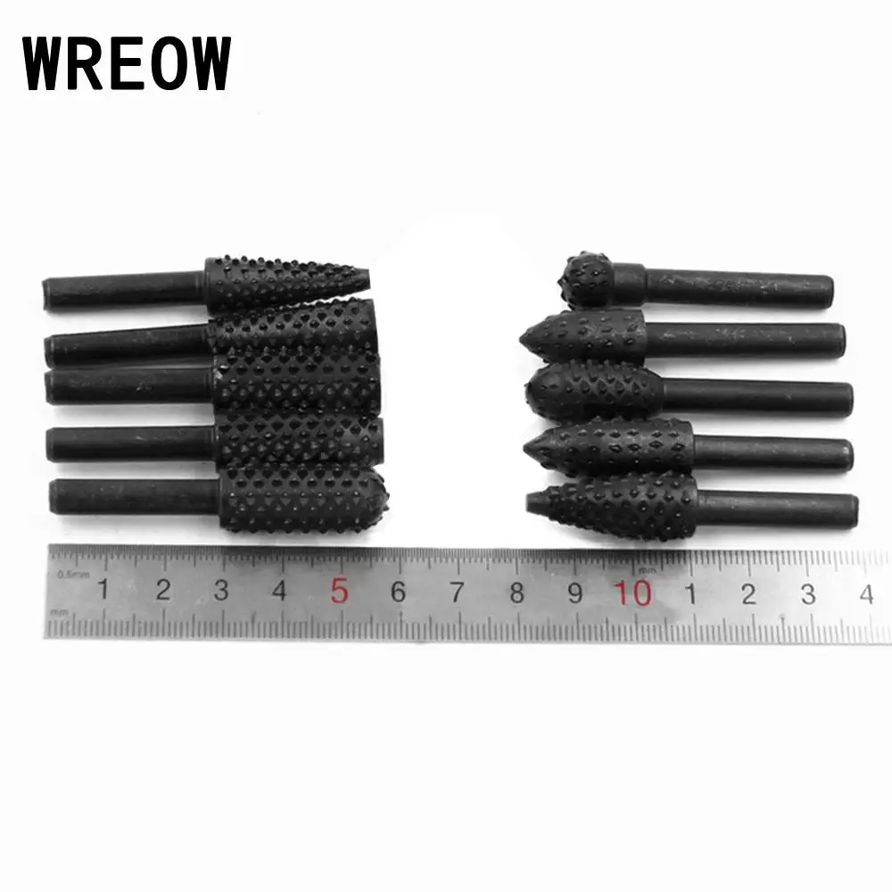 Cinzel em Forma de Madeira Rotativo de Aço em Relevo Cabeça de Moagem Ferramenta de Poder Shank Grosa Mini Padrão Gravura 10 pc 6mm