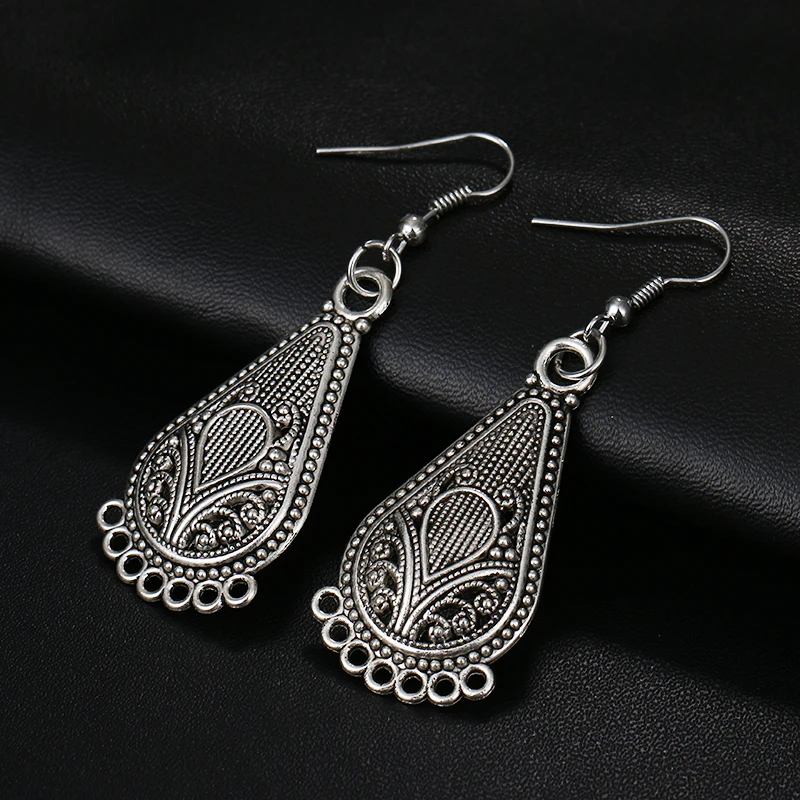 

RscvonM New Water Drop Statement Hook Earrings Bohemia Style Enamel Beads Statement Drop Earrings Vintage Jewelry for women
