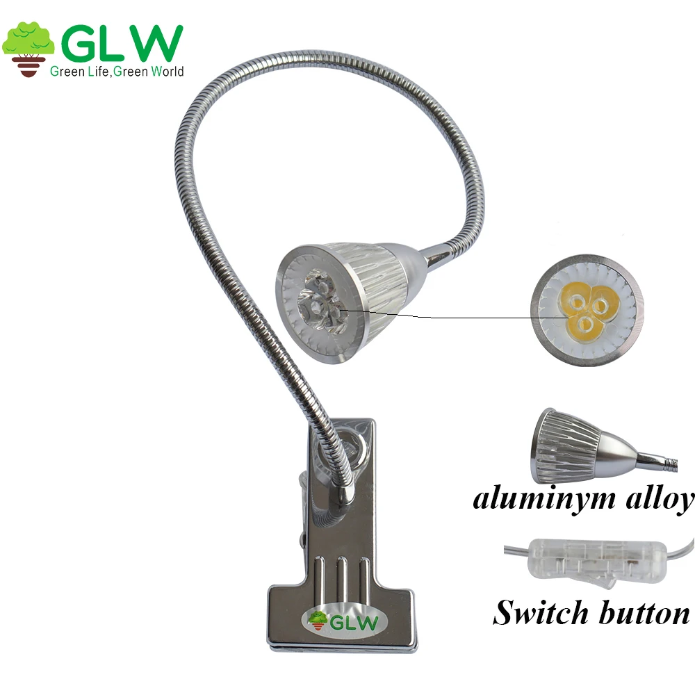 

GLW 3*3W 5W 4W 3W LED Table lamp for reading Desk Light 110V 220V Bedroom Bedside Aluminum 360 Degree Adjustable flexible Clip