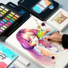 Дропшиппинг 36 цветов Твердые акварельные краски напольные акварельные основы живопись с кистью яркие цвета Художественный набор