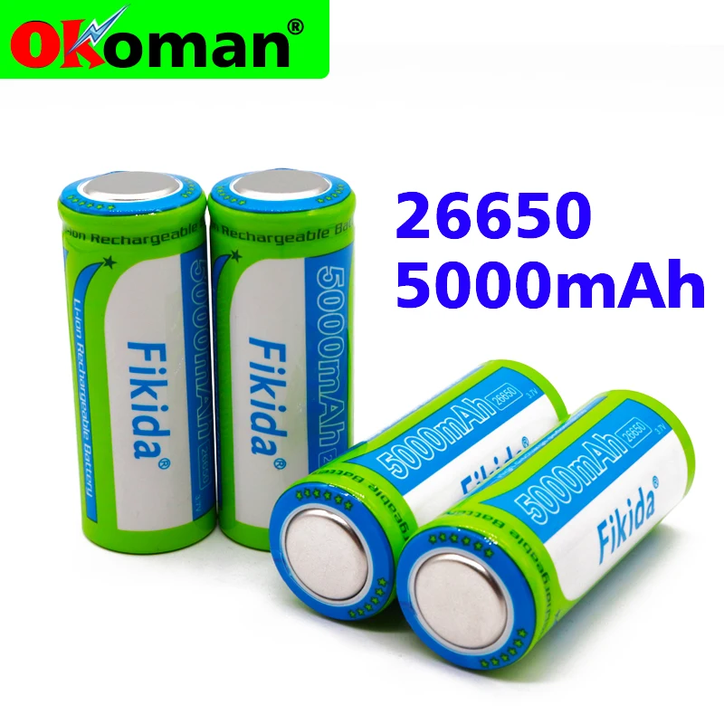 

100% original 26650 Battery 5000 mAh li-ion 3.7V Rechargeable Battery with Protected PCB for LED Flashlights / Headlamps