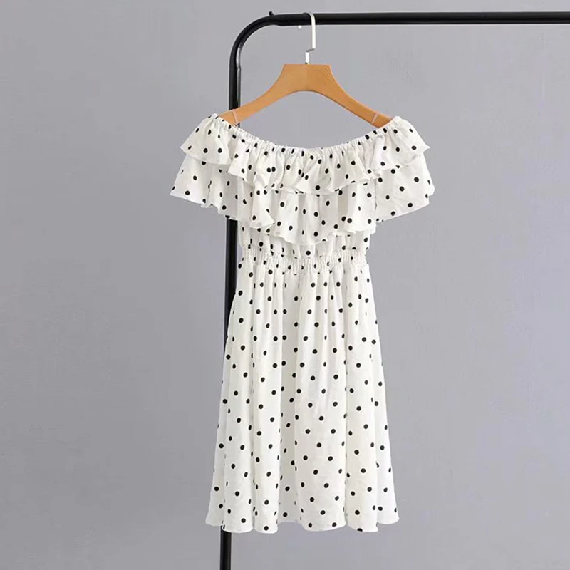 Women's Clothing Dress 2019 Dot Elastic Waist Cascading Ruffle Dress Ms
Summer Street Sexy Slim Fit Trend Fashion Clothing