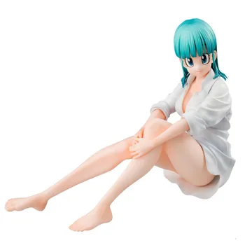 

13CM pvc Japanese anime figure Dragon Ball Bulma nightgown sitting posture action figure collectible model toys for boy