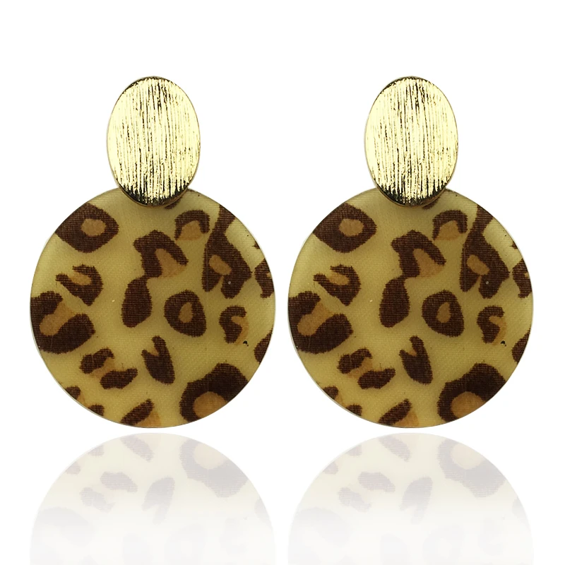 Korean Acrylic Round Leopard Earrings Transparent Punk Panther Earring For Women oorbellen pendientes mujer moda 2020 kolczyki | Украшения