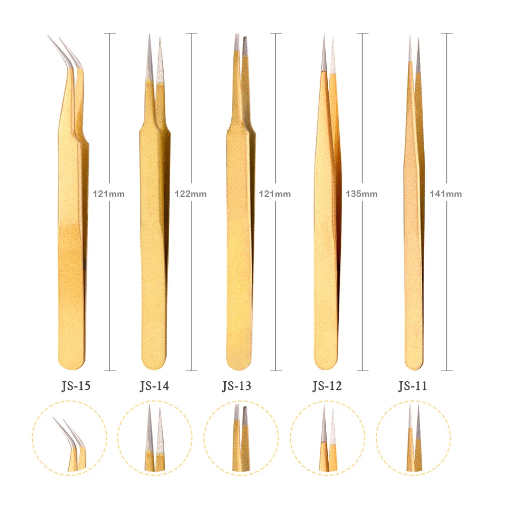 Профессиональный антистатический антикоррозийный Пинцет для ресниц из нержавеющей стали Супер жесткий инструмент для наращивания ресниц 6 вариантов