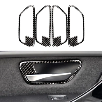 

4PCS/Set Carbon Fiber Auto Car Interior Car Door Handle Stickers Cover Decoration Accessories For BMW F30 F34 3 Series 2013-2018