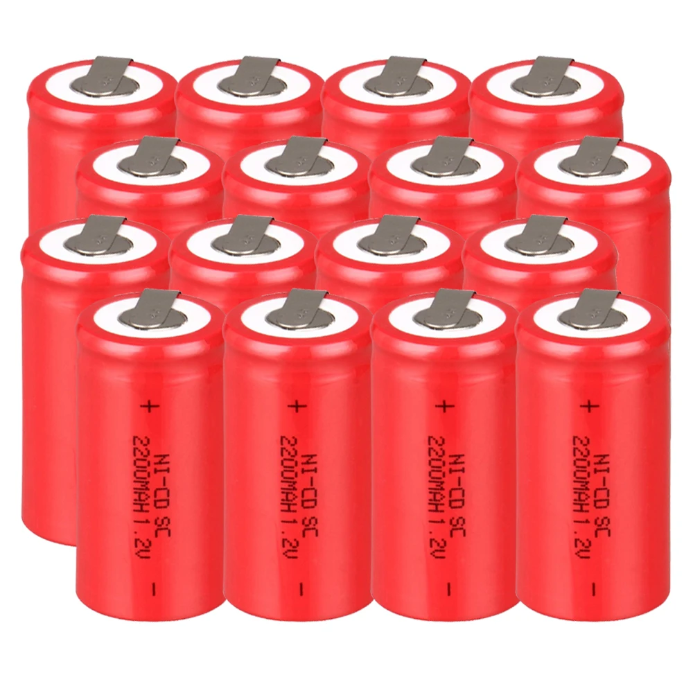 Самая низкая цена 16 шт аккумулятор SC 1 2 v батареи перезаряжаемые 2200 mAh nicd Батарея