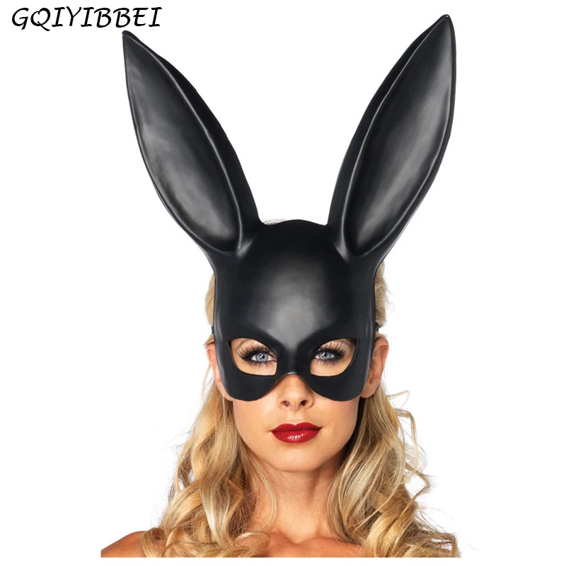 

GQIYIBBEI Cool PVC Women Girl Party Christmas Mask Bar KTV Club Halloween Masquerade Bunny Ear Mask Rabbit Girl