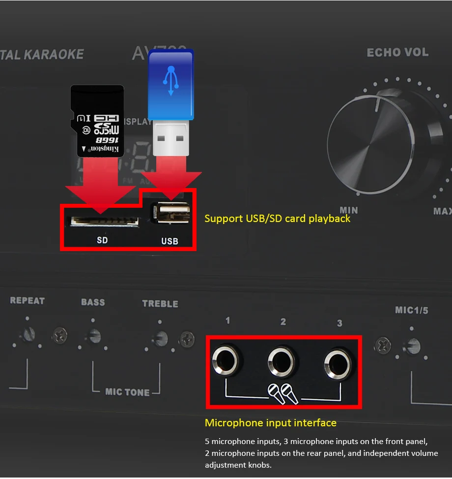 Oupushi AV760 Профессиональный усилитель мощности для караоке с KS818 коаксиальный динамик для домашнего кинотеатра