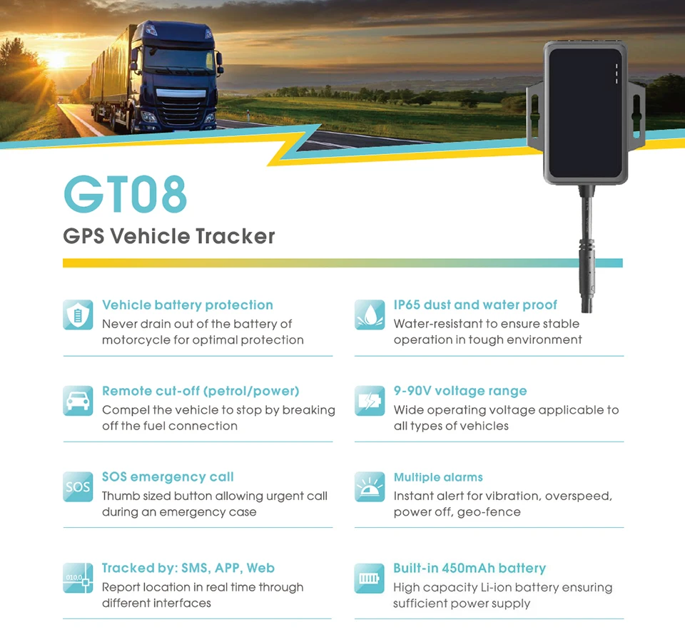 Concox GT08 водонепроницаемый мотоцикл gps трекер Встроенный аккумулятор GSM gps трекер для мотоцикла gps отслеживание gps локатор с SOS