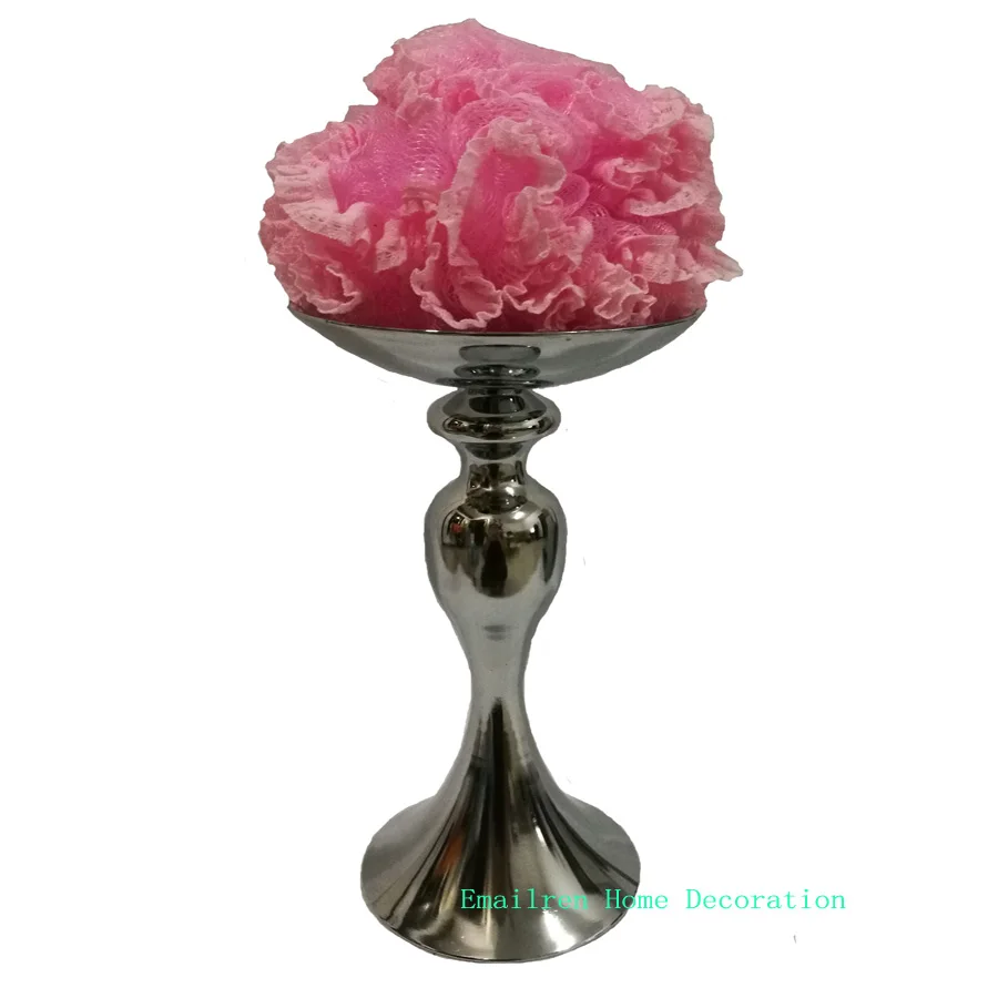 Silver Metal Candle Holders 50cm/20'' Stand Flowers Vase Candlestick As