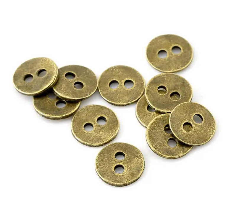 

Urijk 100PCs 2 Holes Metal Buttons Fit Sewing Scrapbooking Craft DIY Decorative Buttons For Needlework Handmade Patchwork