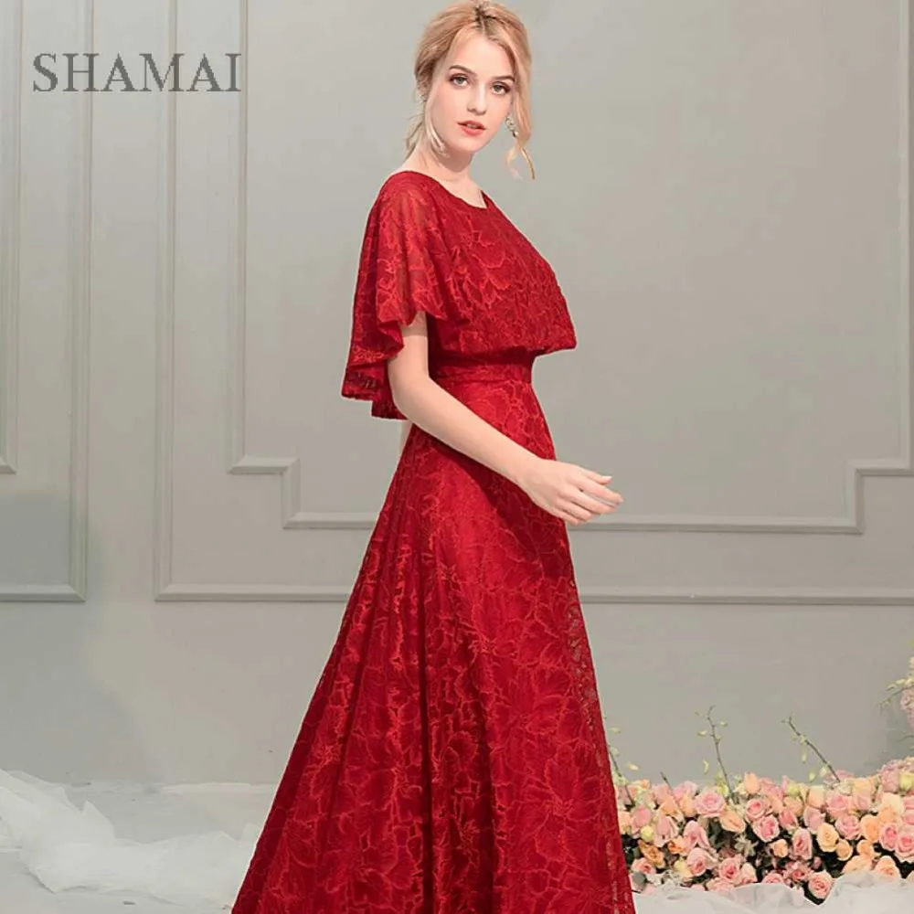 SHAMAI A-Line платье для выпускного вечера 2019 темно-красное платье невесты банкет Элегантное Вечерние качество платье для выпускного вечера