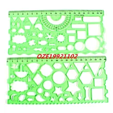 Прозрачный зеленый пластик канцелярские принадлежности измерительные Линейка-трафарет руководство