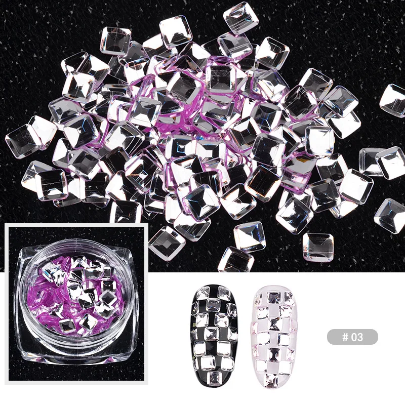 1 коробка кристально чистый цвет Квадратная Прямоугольная форма дизайн ногтей Стразы радужное стекло цвет пламени камень для украшения ногтей