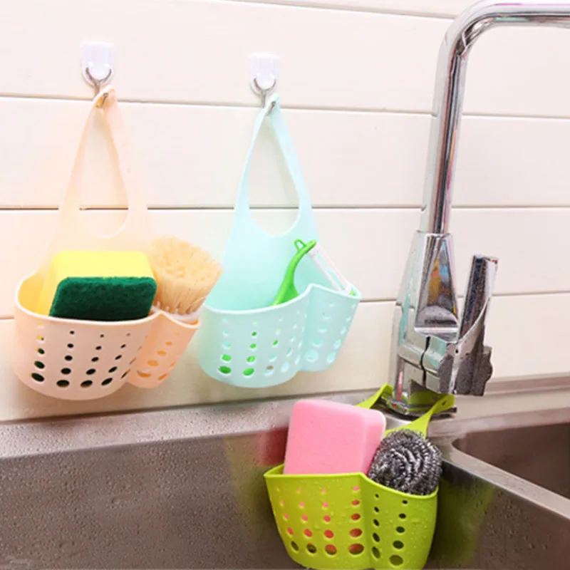 Household kitchen faucet hanging drain basket bag bath storage hook