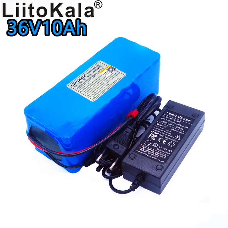 

LiitoKala New 36v 10ah lithium battery pack 18650 li ion 42V 10000mAh 10s4p large capacity bms electric bicycle charger 2ah