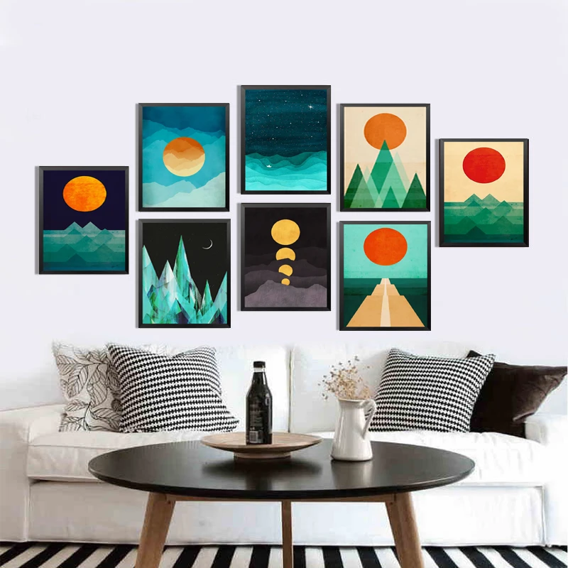 

Geometry Painting Print Canvas Painting Abstract Mountain Wall Picture Modern Poster Room Decor