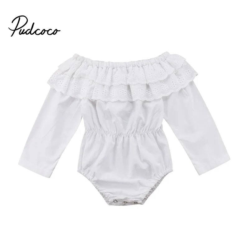 Long Sleeve Baby Girls Bodysuits Cotton Ruffles Newborn Infant Baby Kid